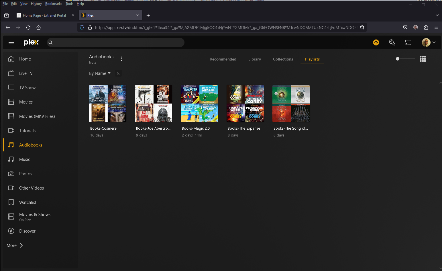 Plex Audiobooks Playlists